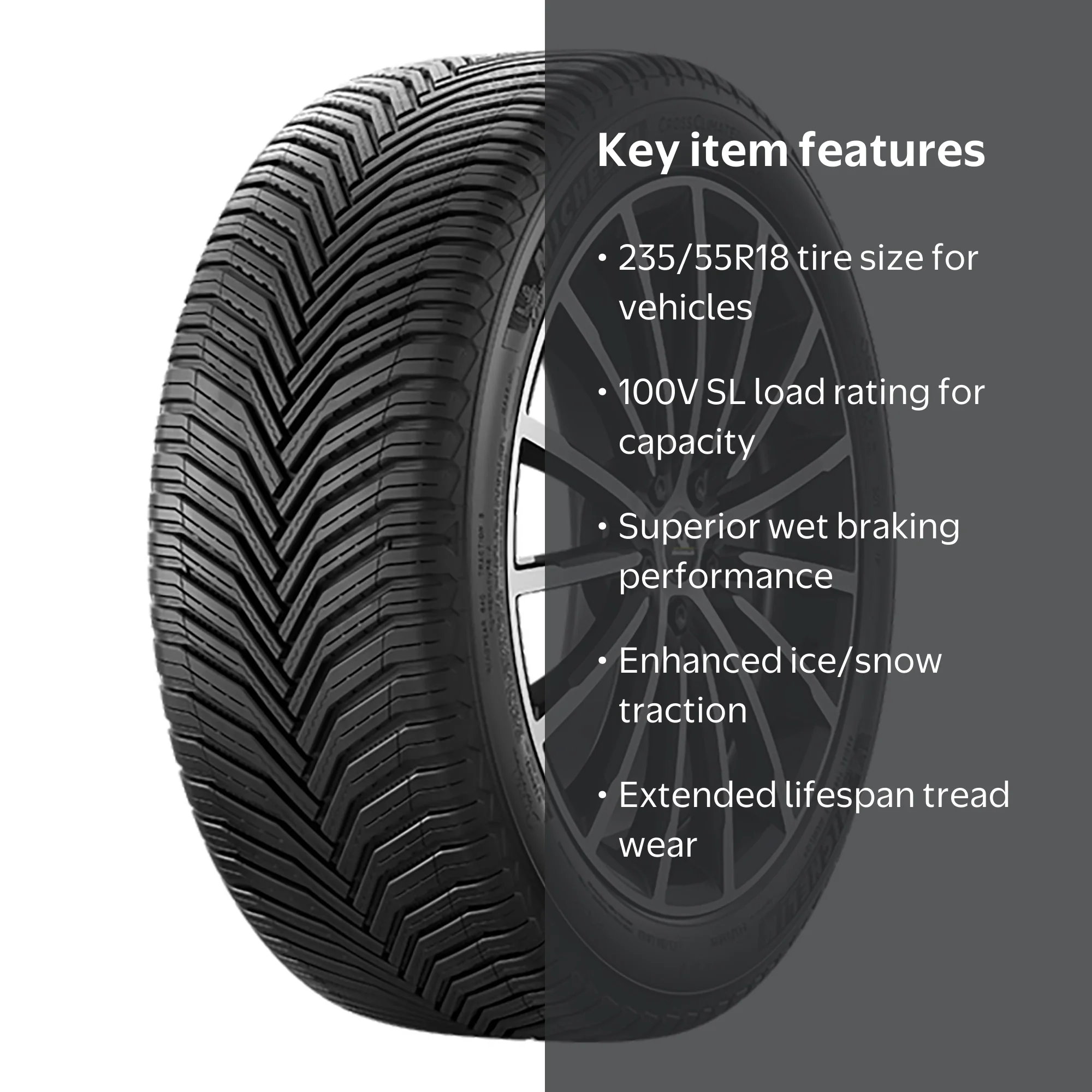 CRV新車外しMICHELINタイヤ 235/55R19　 2本① Michelin CrossClimate2 All-Season 235/55R18 100V Tire Fits: 2010