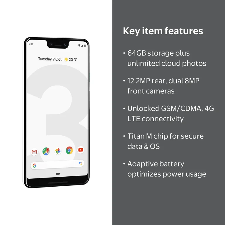 Google Pixel 3 XL 64GB Unlocked GSM & CDMA 4G LTE Android Phone w