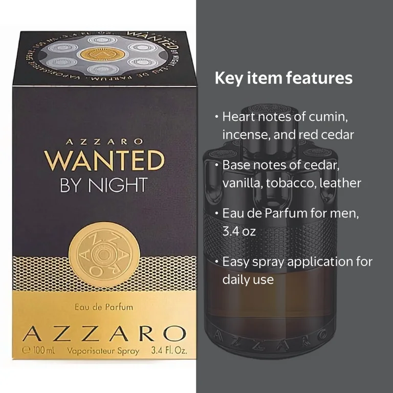 Azzaro, Cologne for Him, Wanted Night 3.4 oz, Eau de Parfum