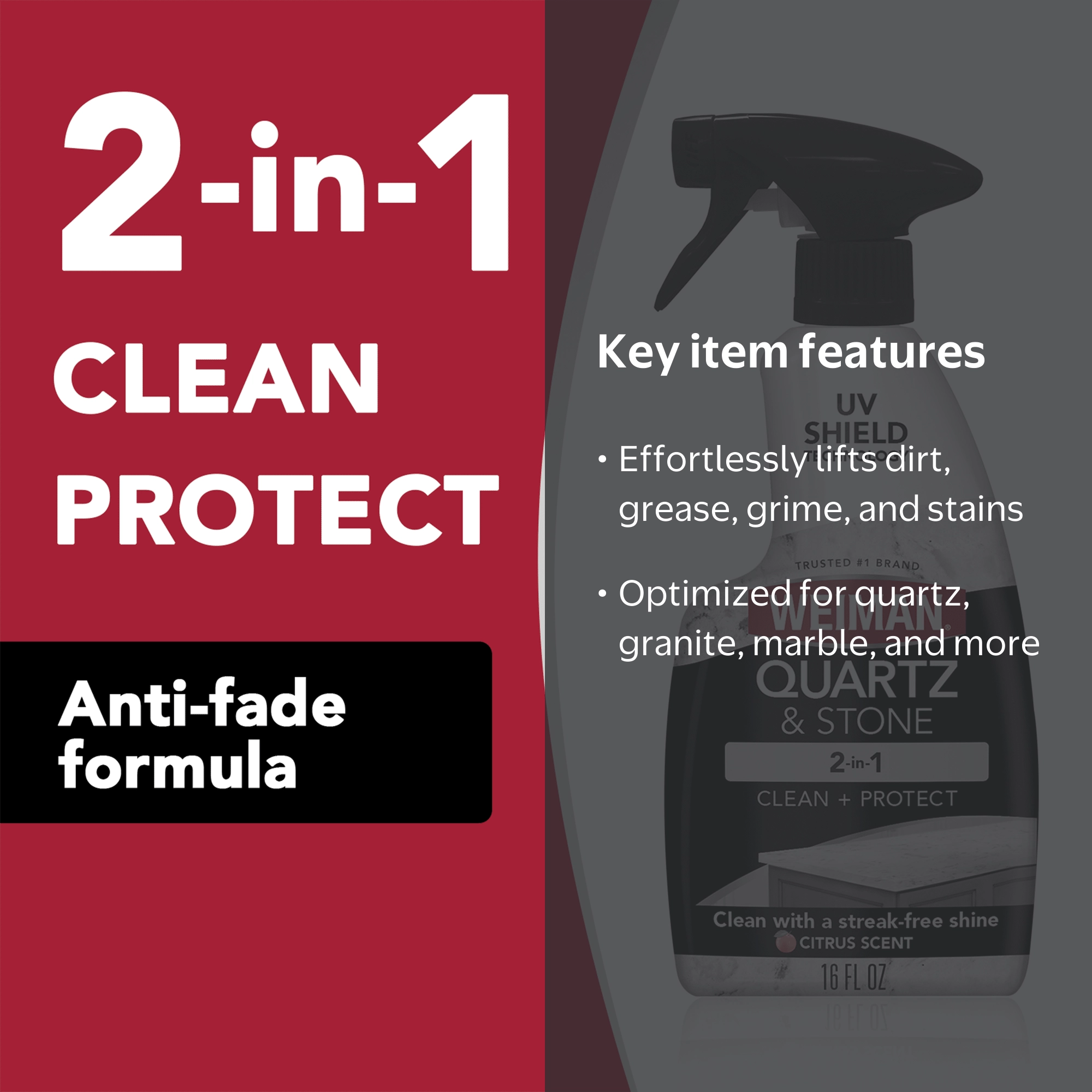 Weiman, Countertop Cleaner, 16 fl oz, Citrus Scent with UV