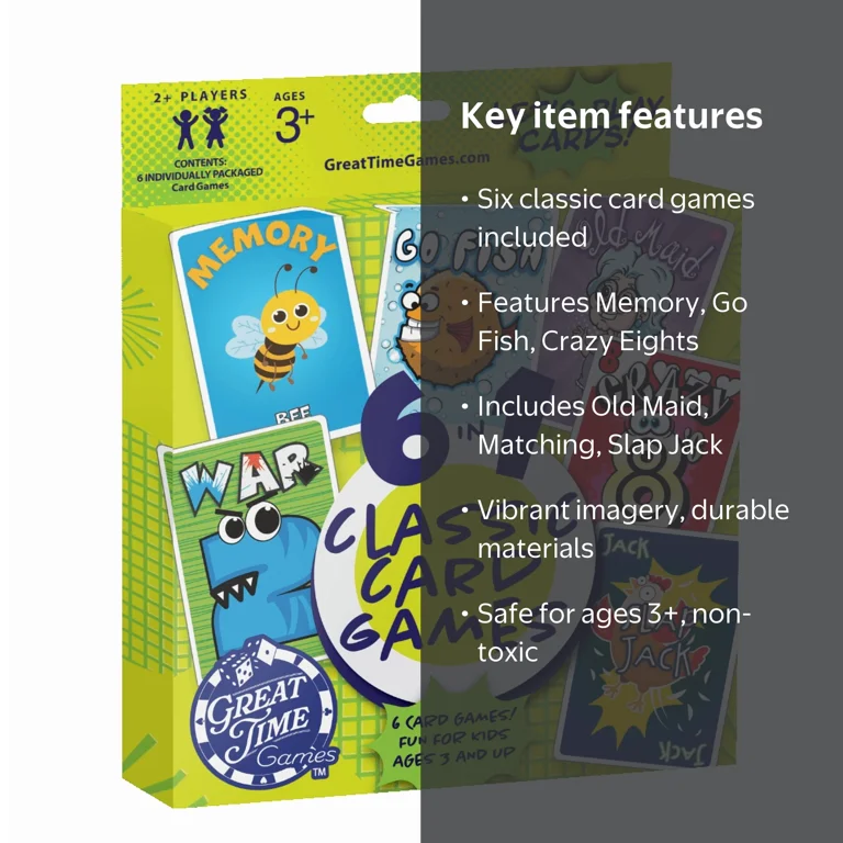 Great Time Games Kids Classic Card Game Set Featuring Popular