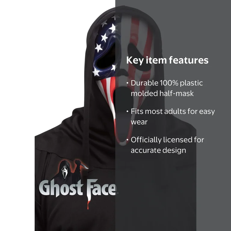 Fun World Patriotic Ghost Face Mask Costume Accessory, licensed