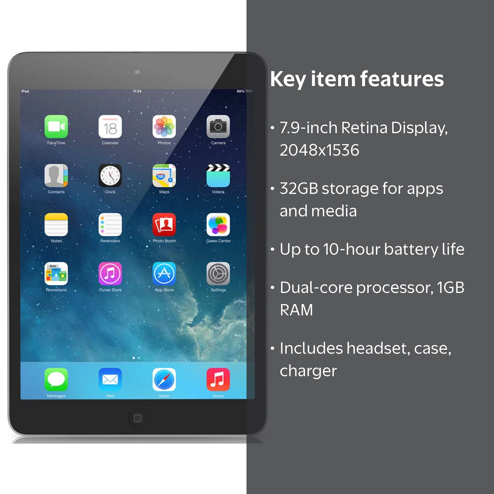 Restored Apple 7.9-inch iPad Mini 2 Retina, Wi-Fi Only, 32GB