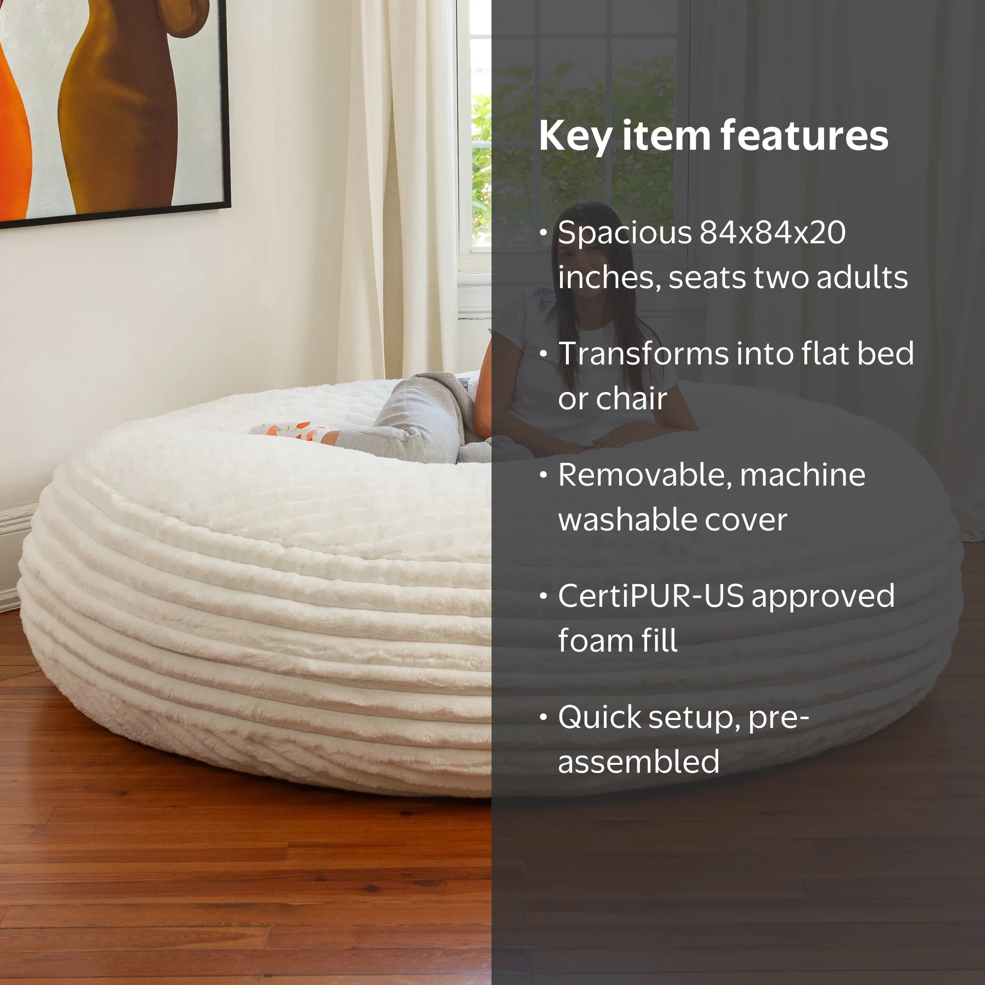 Jaxx 7 Foot Cocoon - Bean Bag Bed for Adults - Giant Bean Bag