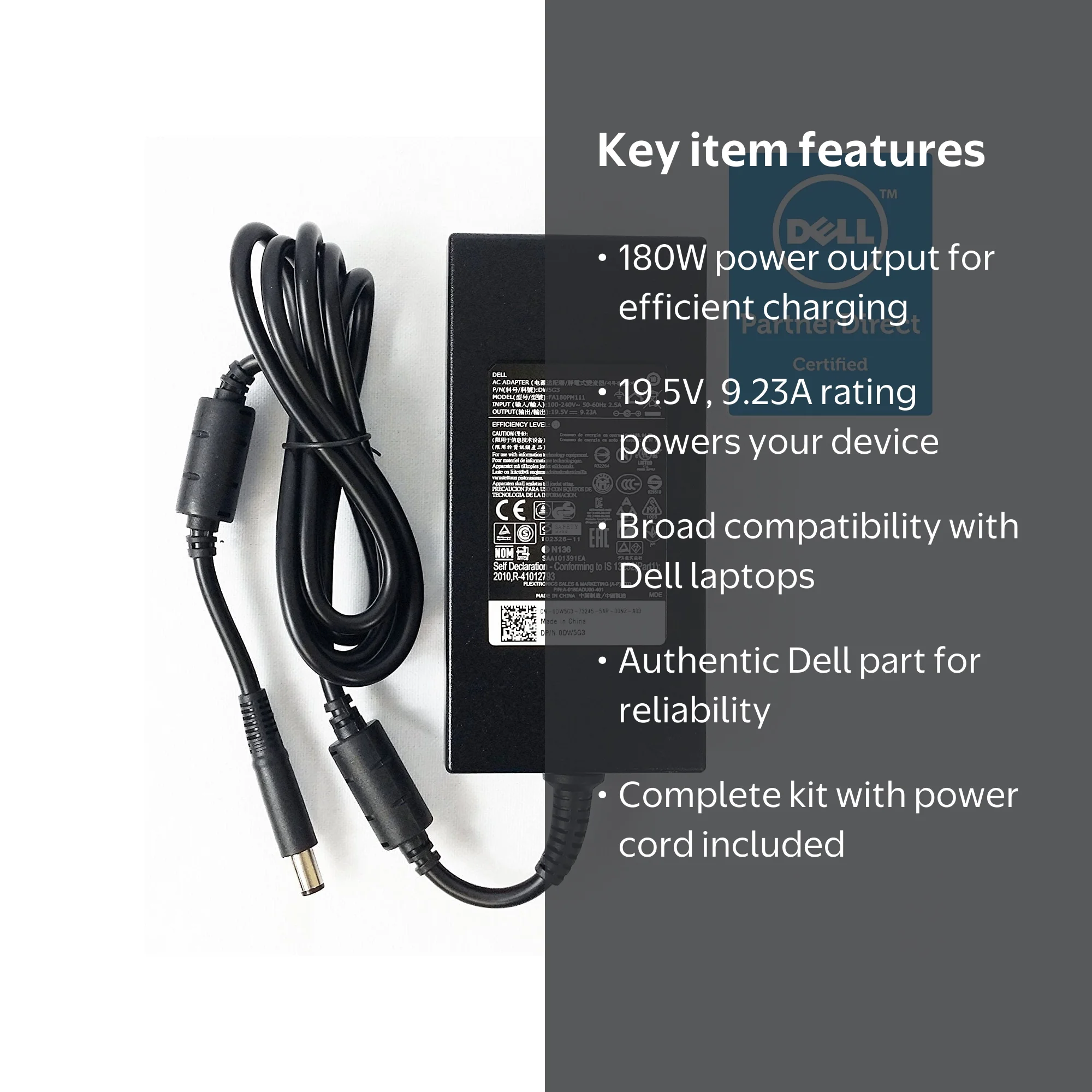 Dell 180W AC Adapter for Alienware 15 R1, R2, Precision 7510