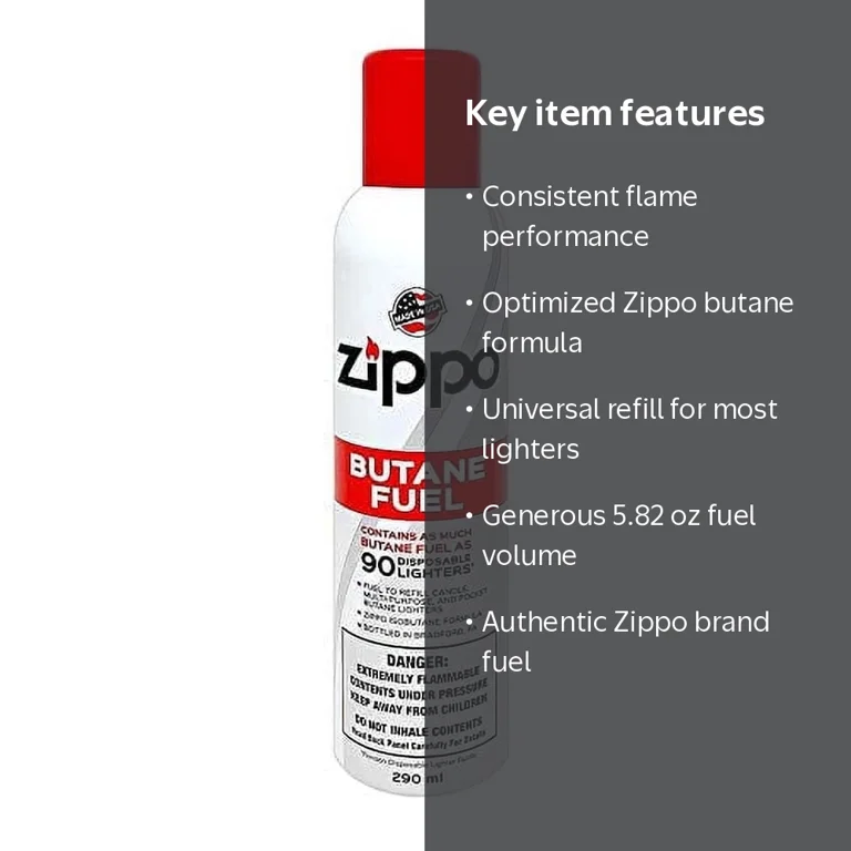 Zippo Butane Fuel, 5.82 oz, Refined Butane Formula for Refillable
