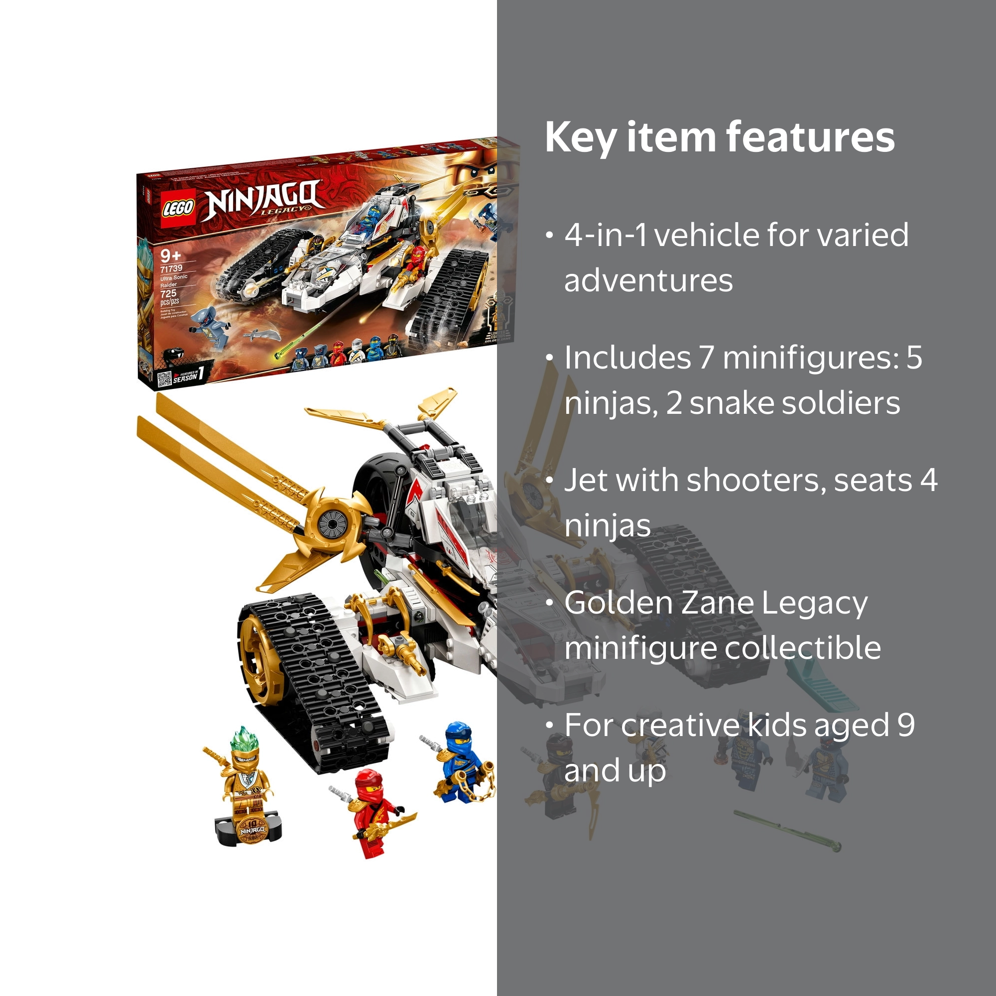 洋楽 SOLOC LEGO NINJAGO LEGACY Ultra Sonic Raider 71739 Complete Set 725