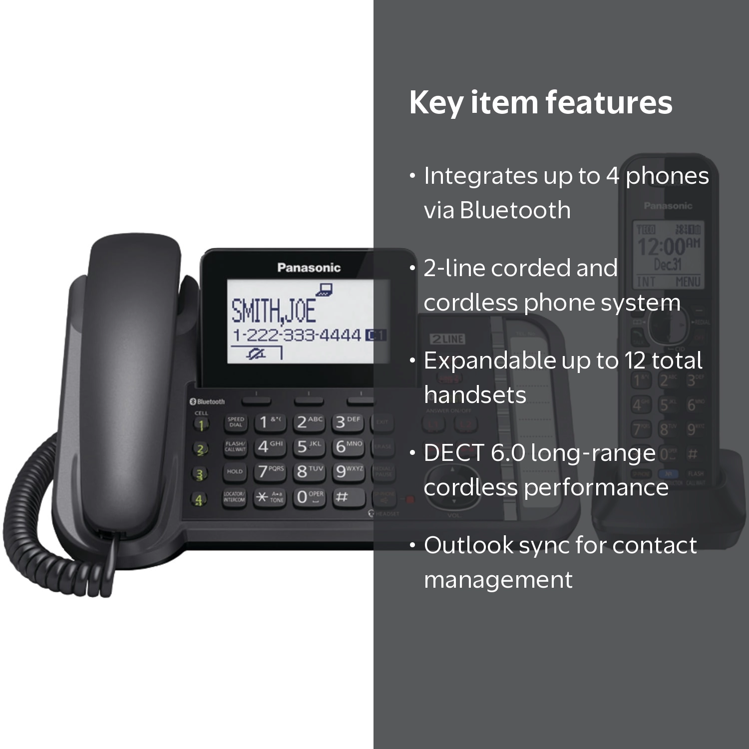 Panasonic DECT 6.0 Expandable Link2Cell 2-Line Digital Cordless
