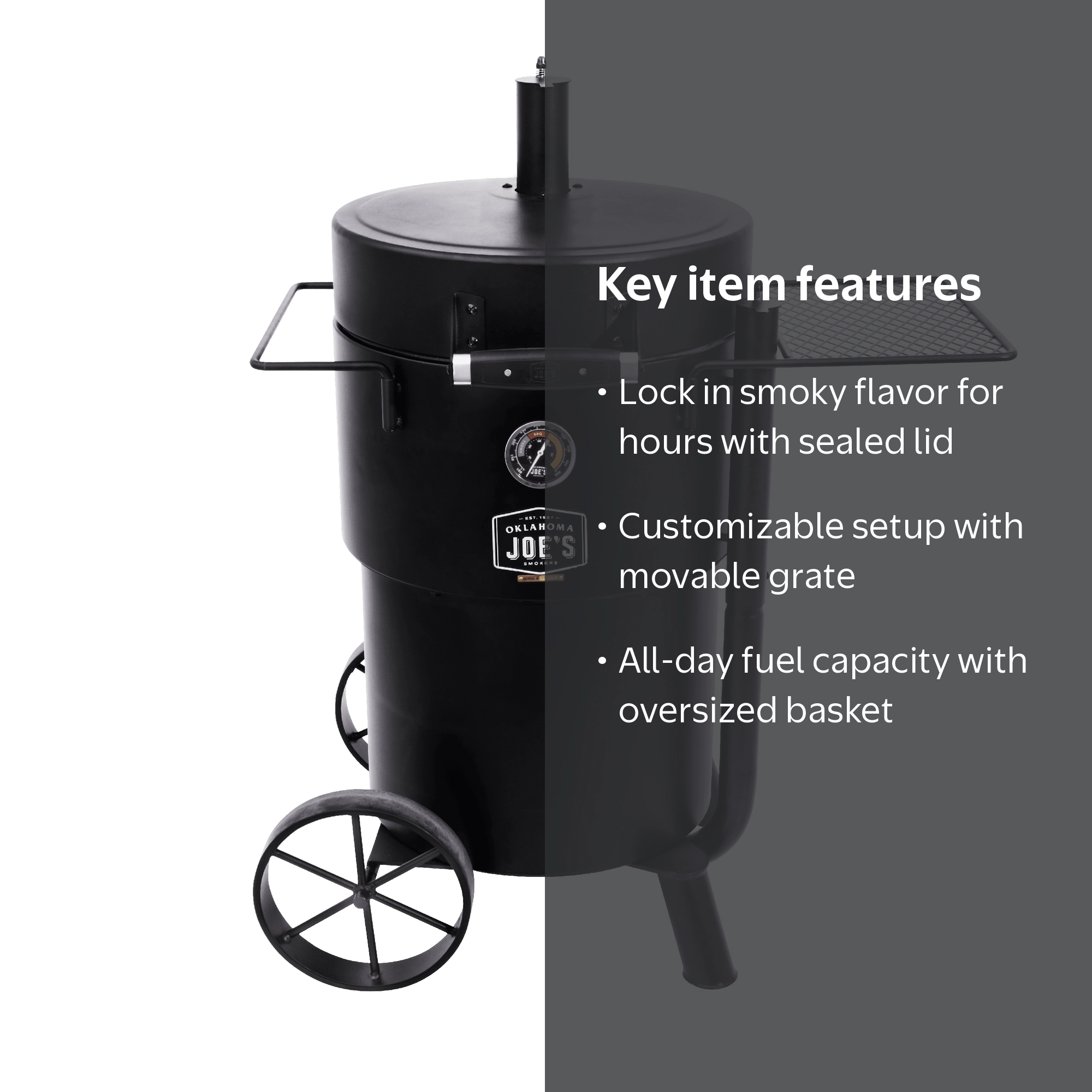 Oklahoma Joe's Bronco Charcoal Drum Smoker, Black - Walmart.com