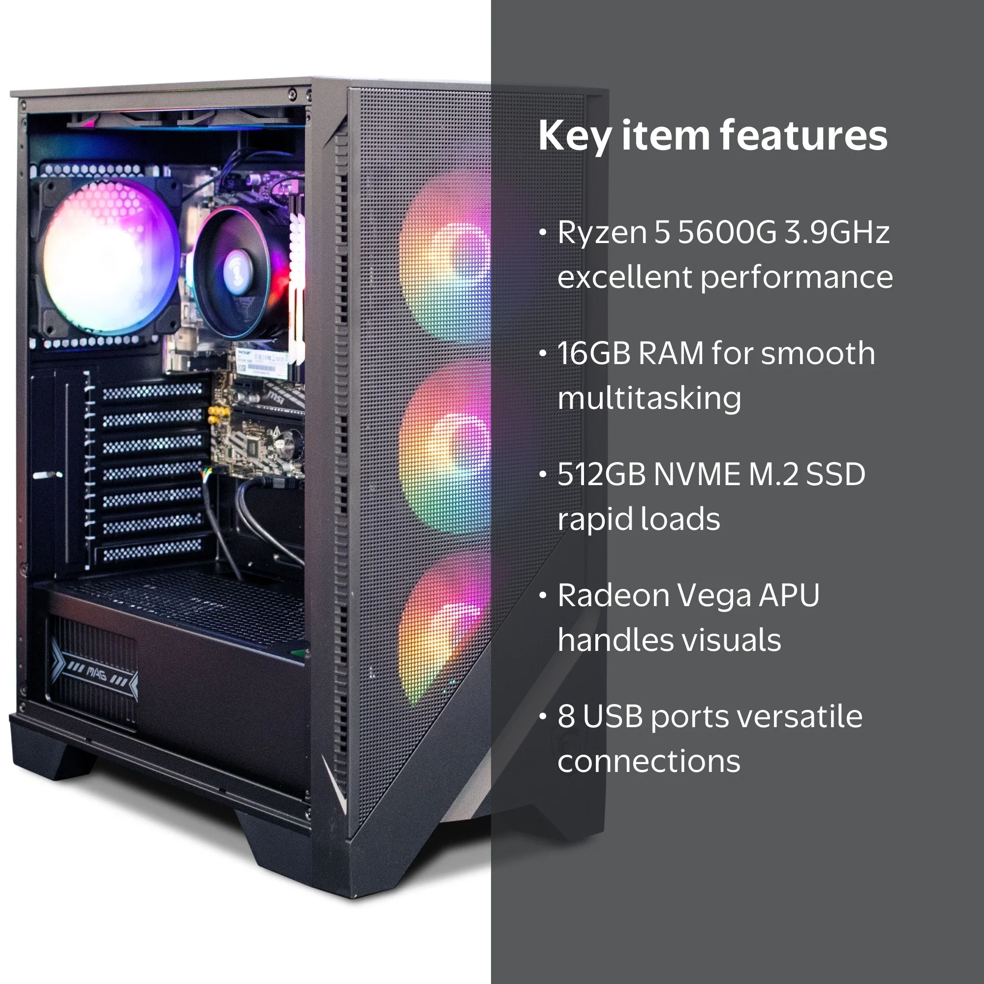 NSX GAMING, AMD Ryzen 5 5600G, 16GB DDR4 3600, 512GB M.2 NVMe SSD