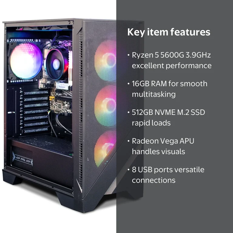 NSX GAMING, AMD Ryzen 5 5600G, 16GB DDR4 3600, 512GB M.2 NVMe SSD