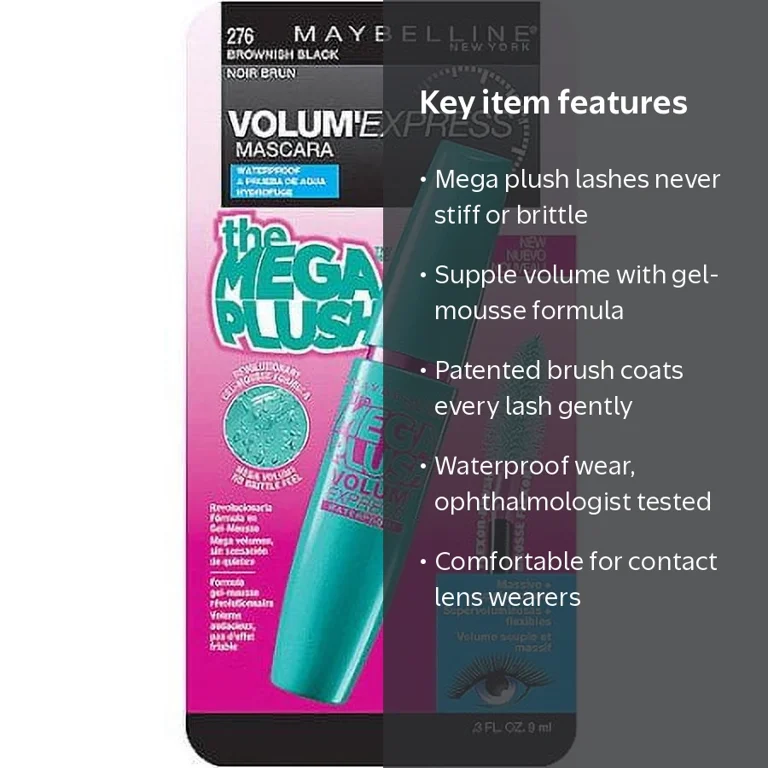 Maybelline, Waterproof Mascara, 0.3 fl oz, Brownish Black