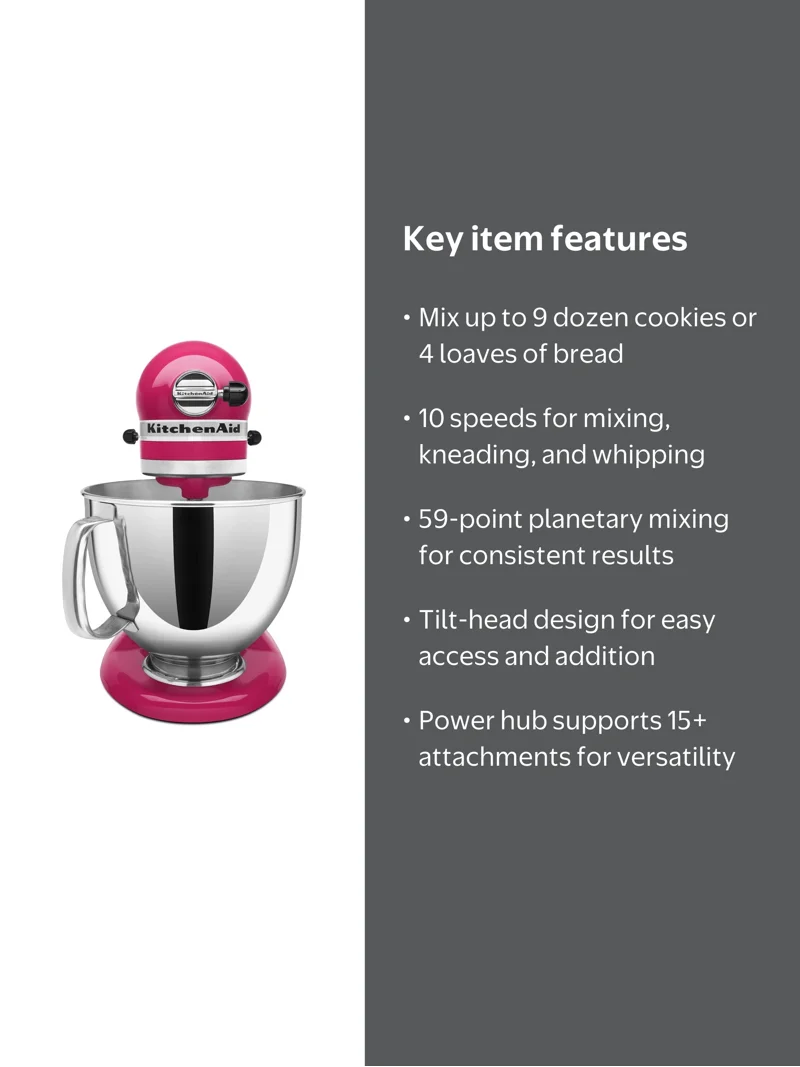 KitchenAid Artisan Series 5 qt Stand Mixer, Cranberry with Beaters