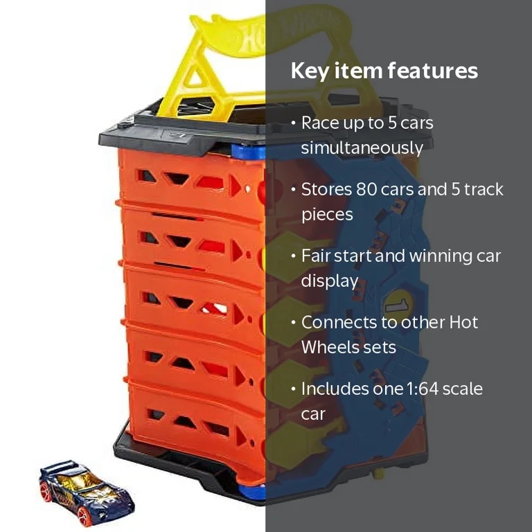 Hot Wheels Roll Out Raceway, Track Set, 5-Lane, Portable Storage
