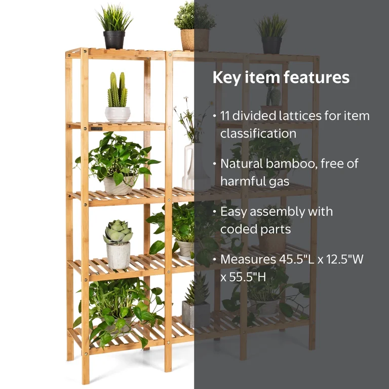 Costway 5-Tier Sturdy Bamboo Shelf for Multi-Organization and