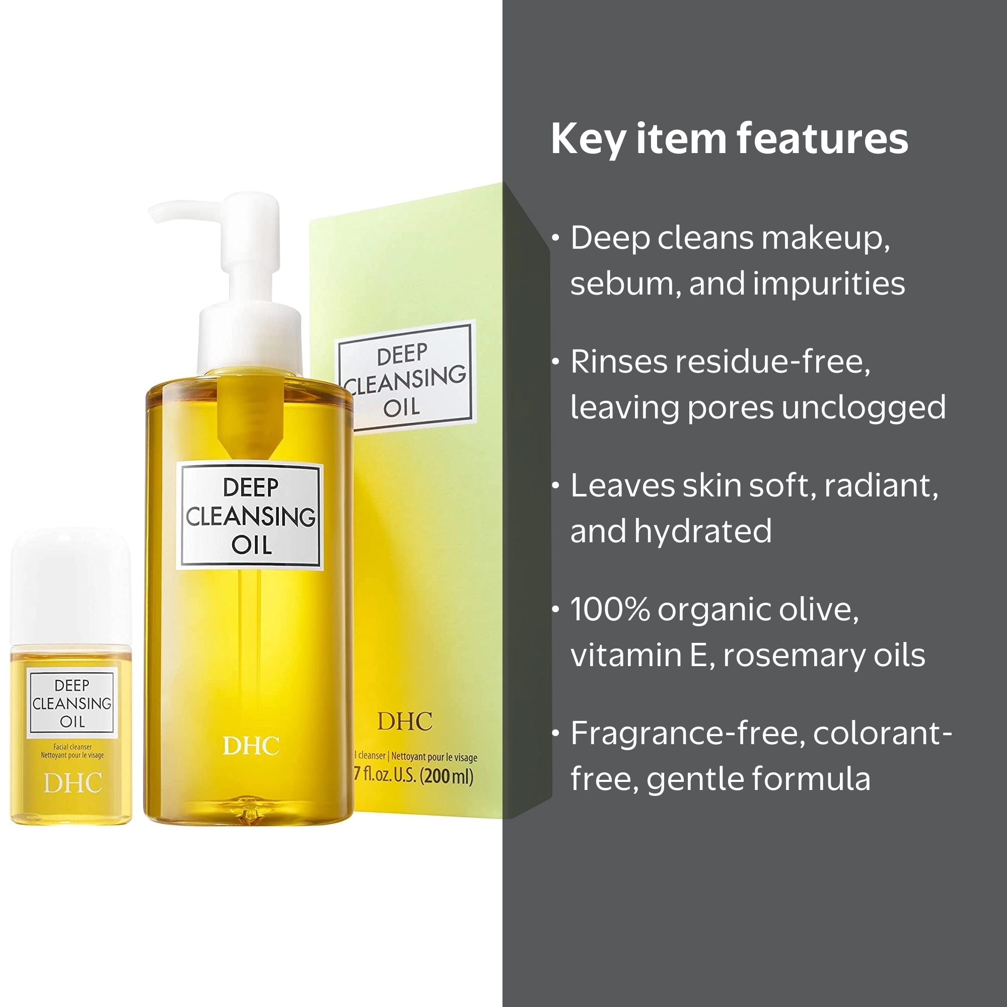 DHC Deep Cleansing Oil 6.7 fl oz, Makeup Remover, Hydrates