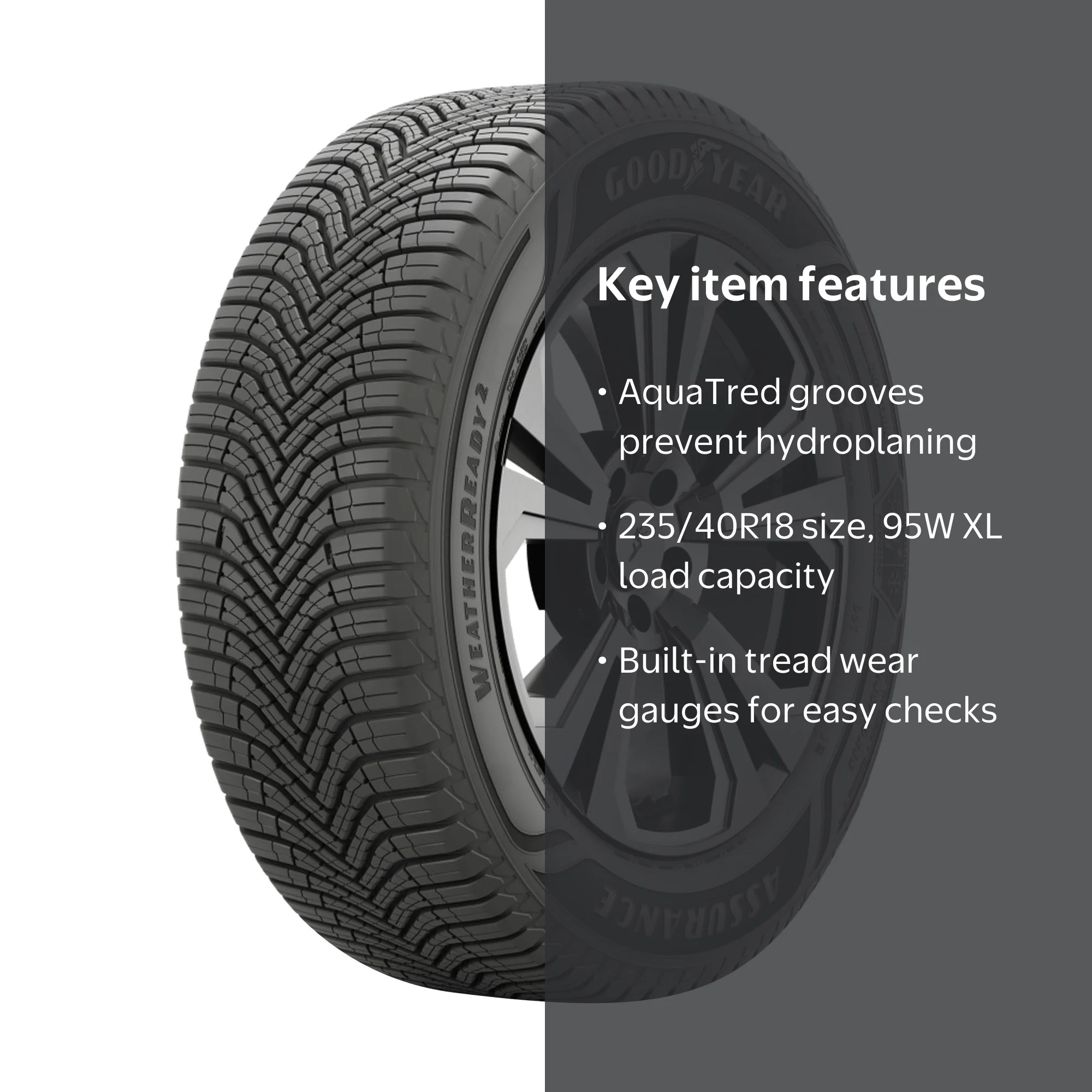 Goodyear, Passenger Tire, 235/40R18 95W XL, All Weather