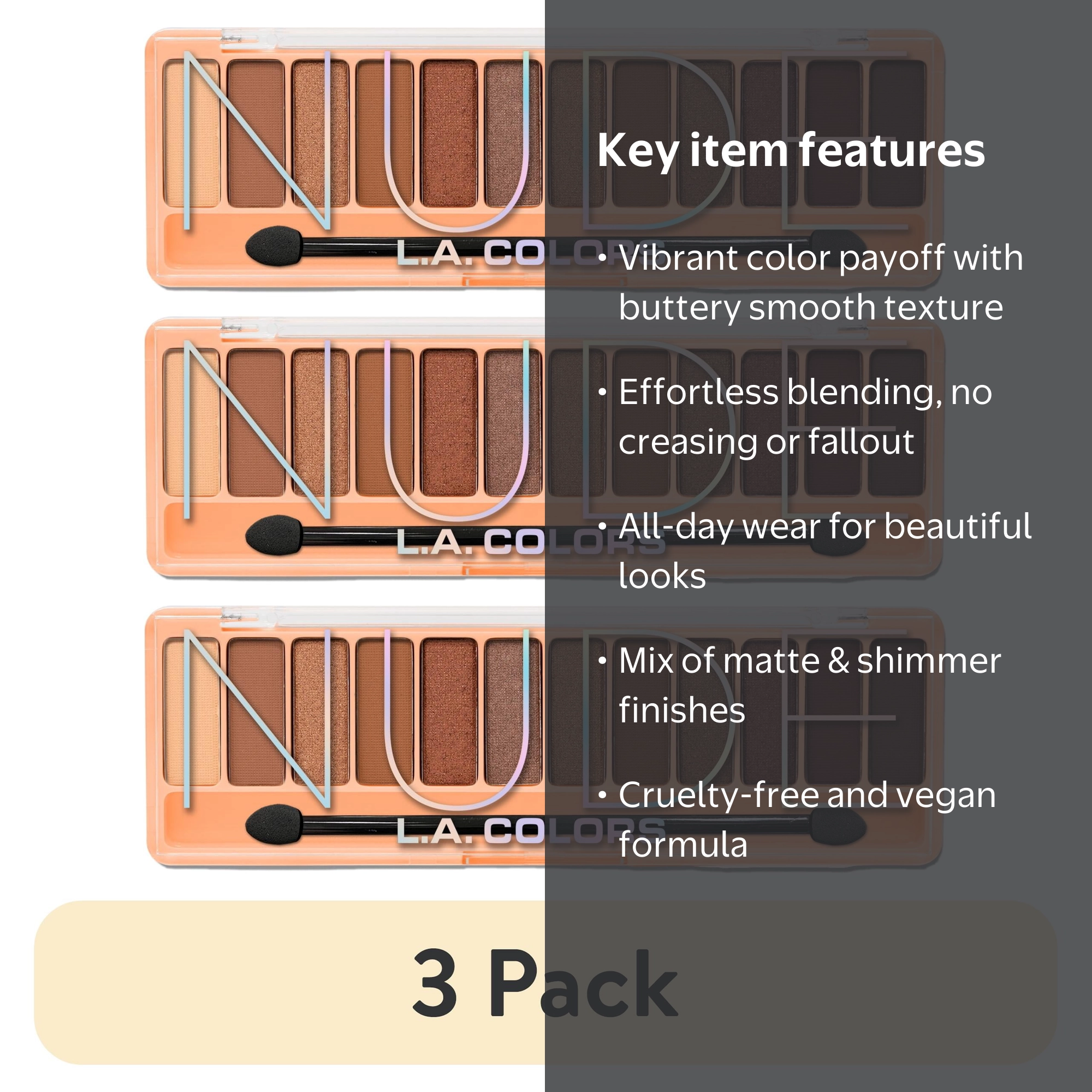 3 pack) L.A. COLORS Color Vibe 12 Color Eyeshadow Palette, Ultra