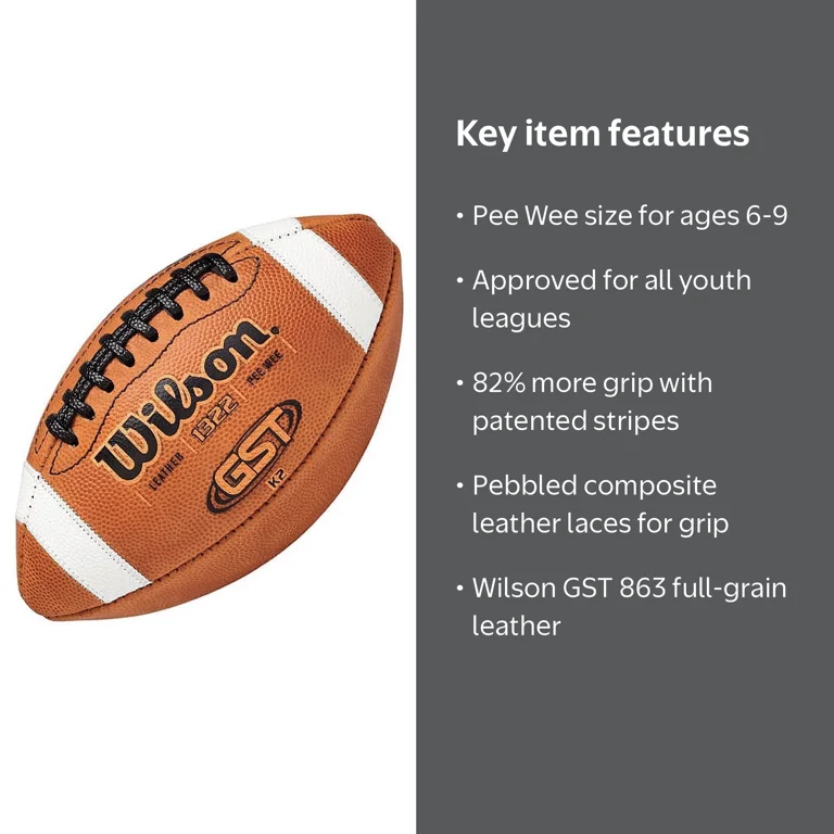 Wilson K2 GST Leather Football, Size Pee Wee, Brown - Walmart.com