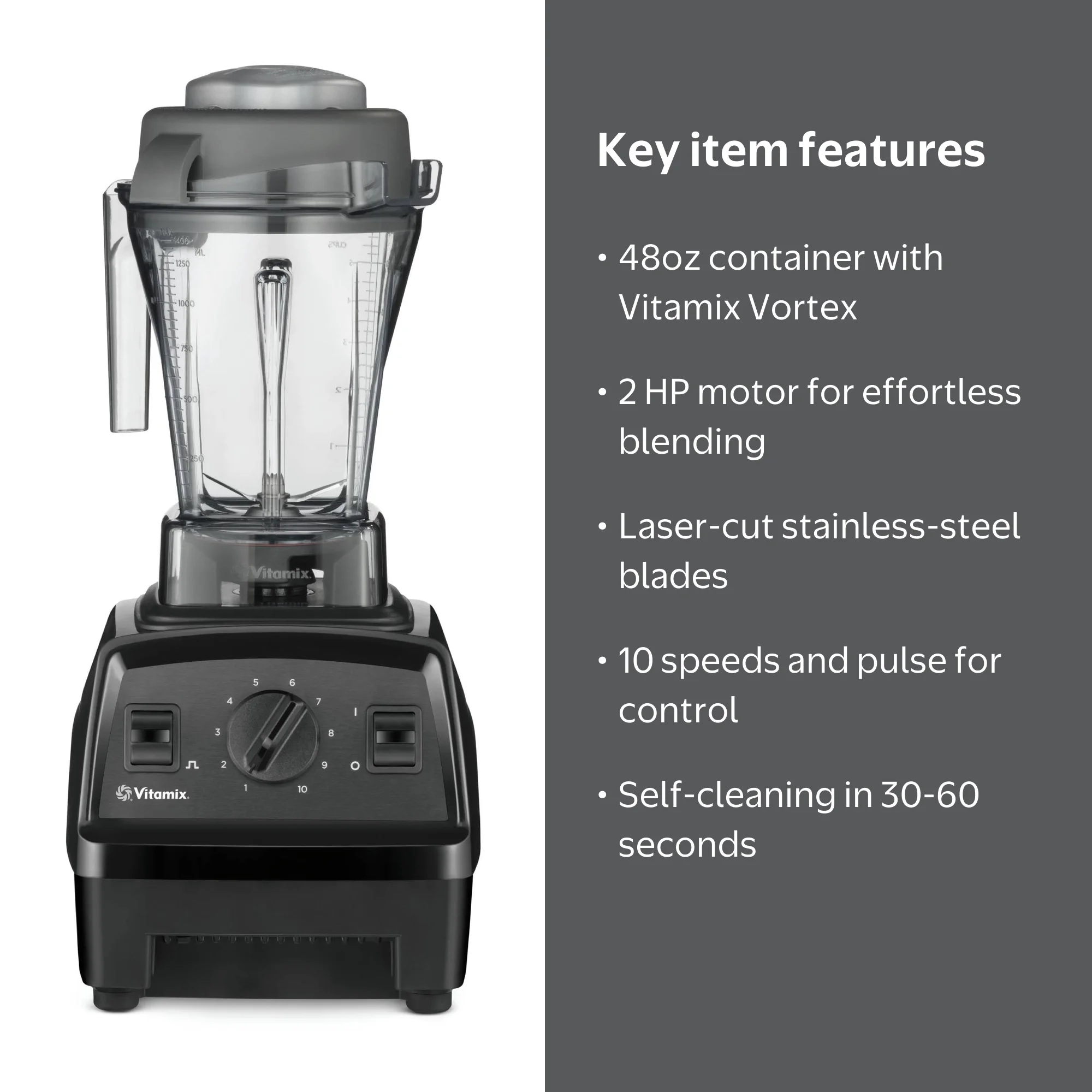 Vitamix Explorian E310 Series Blender, Black, 48oz, 10-Speed, 2HP