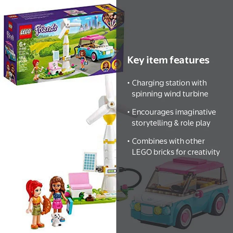LEGO, Olivia's Electric Car, 183 Pieces, Green themed playset