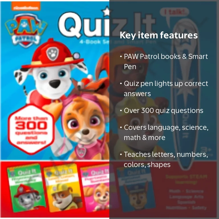 Nickelodeon Paw Patrol Kids Collection: Quiz It 4-Book Set and