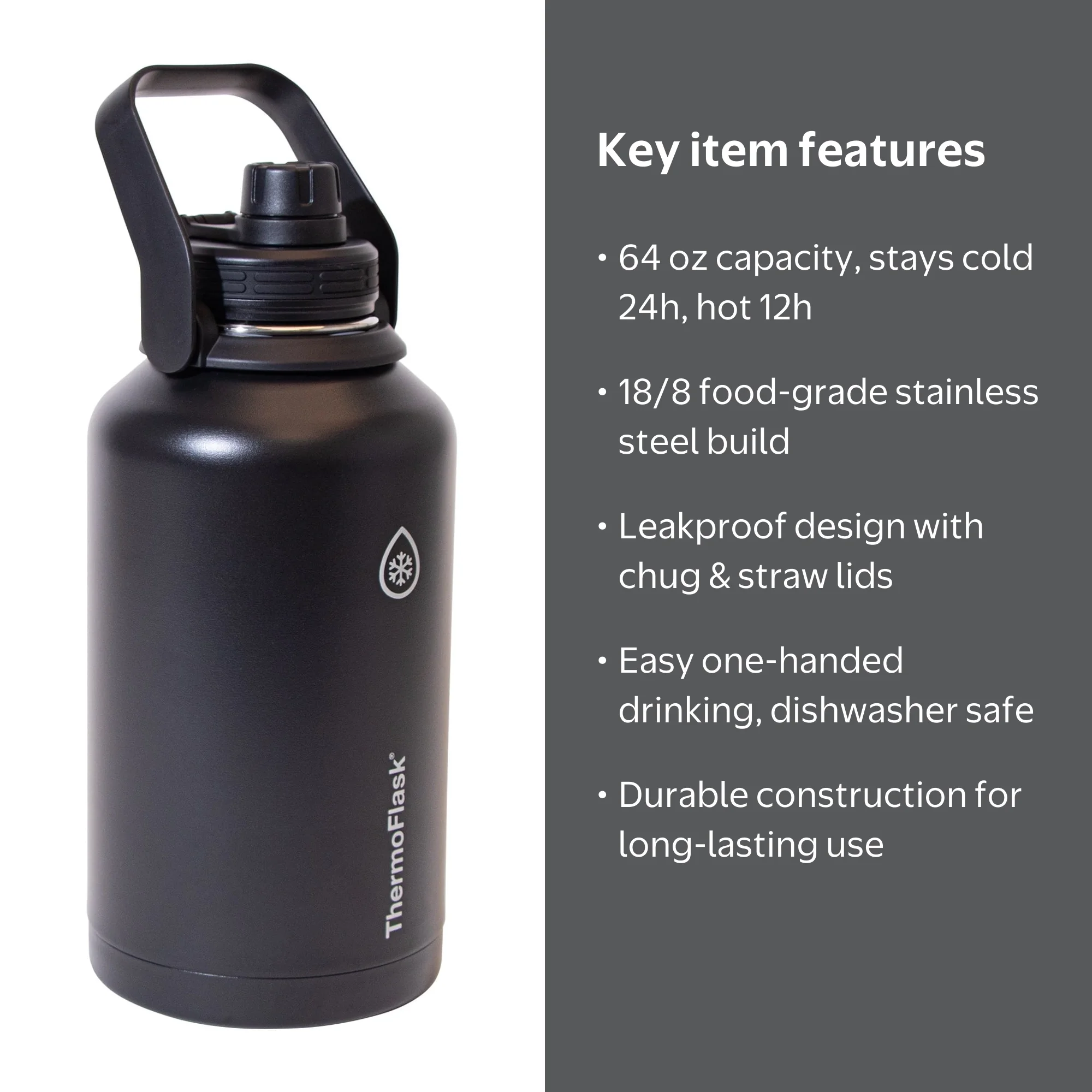 ThermoFlask 64 oz Double-Wall Insulated Stainless Steel Water