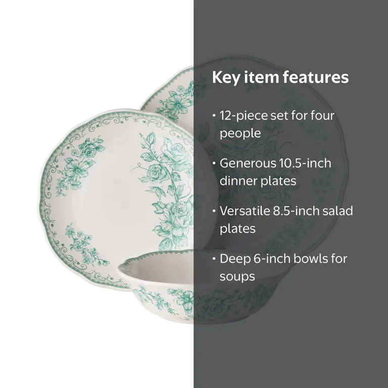 The Pioneer Woman, Dinnerware Set, 12-Piece, Green - Walmart.com