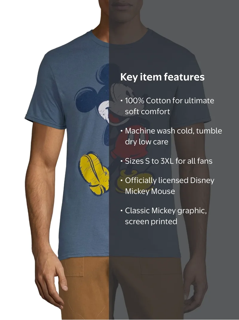 Disney Mickey Mouse Men's & Big Men's Original Mickey Graphic Tee