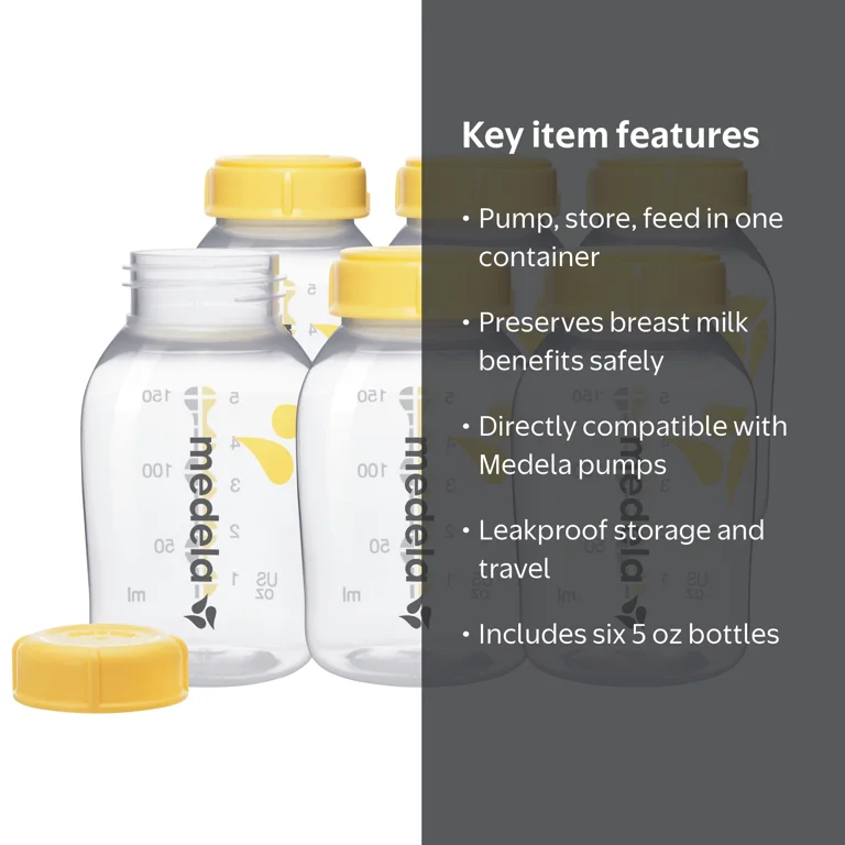 Medela Breast Milk Collection and Storage Bottles Set, 5oz, Clear