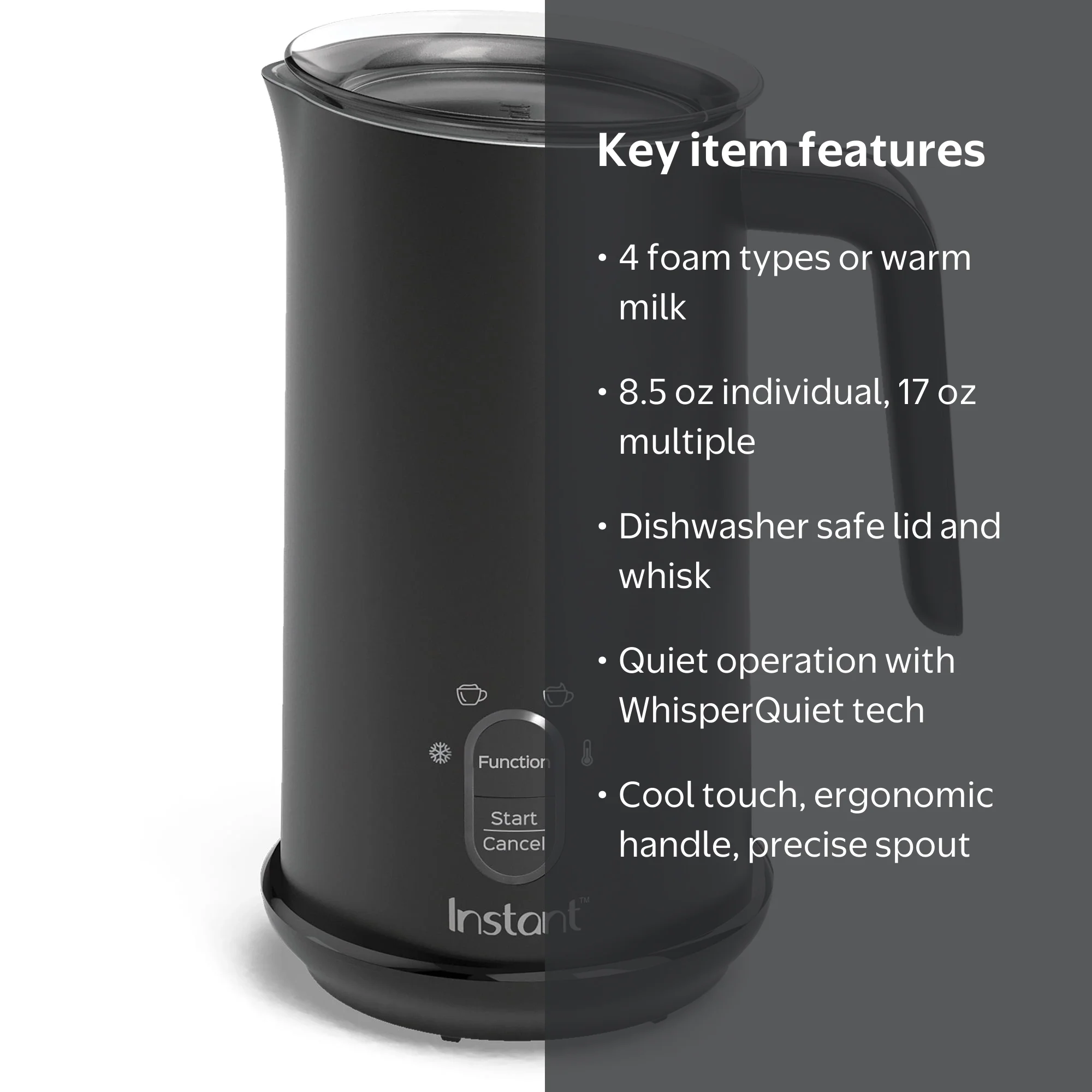 Instant Pot, Electric Milk Frother, 10 oz 4-in-1, Hot Cold Foam
