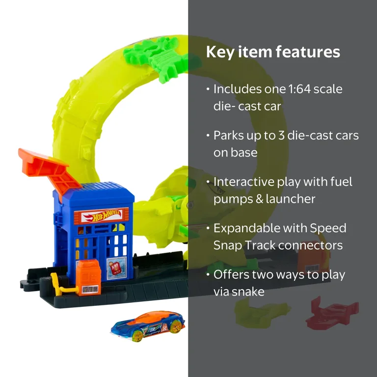 Hot Wheels Snake Spiral Attack Playset with 1:64 Die-Cast Car