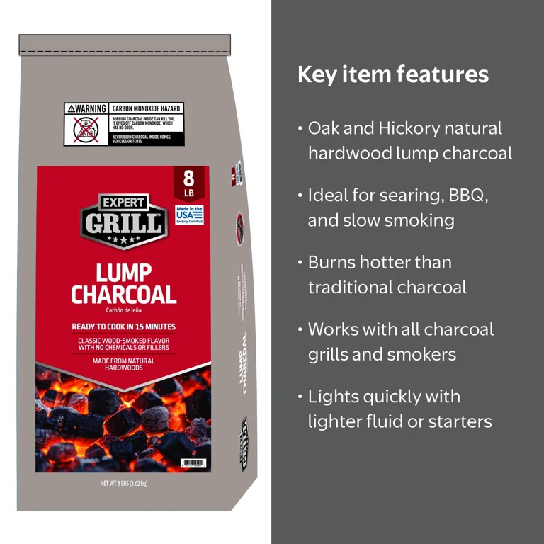 Expert Grill All-Natural Hardwood Lump Charcoal 8 lb for High-Heat