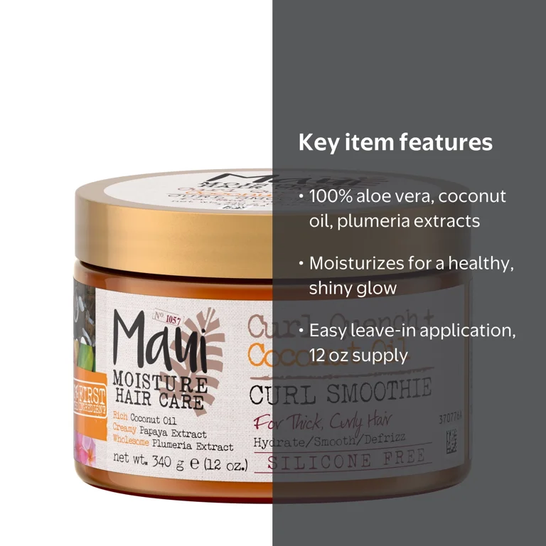 Maui Moisture Curl Quench + Coconut Oil, Hydrating Curl Smoothie