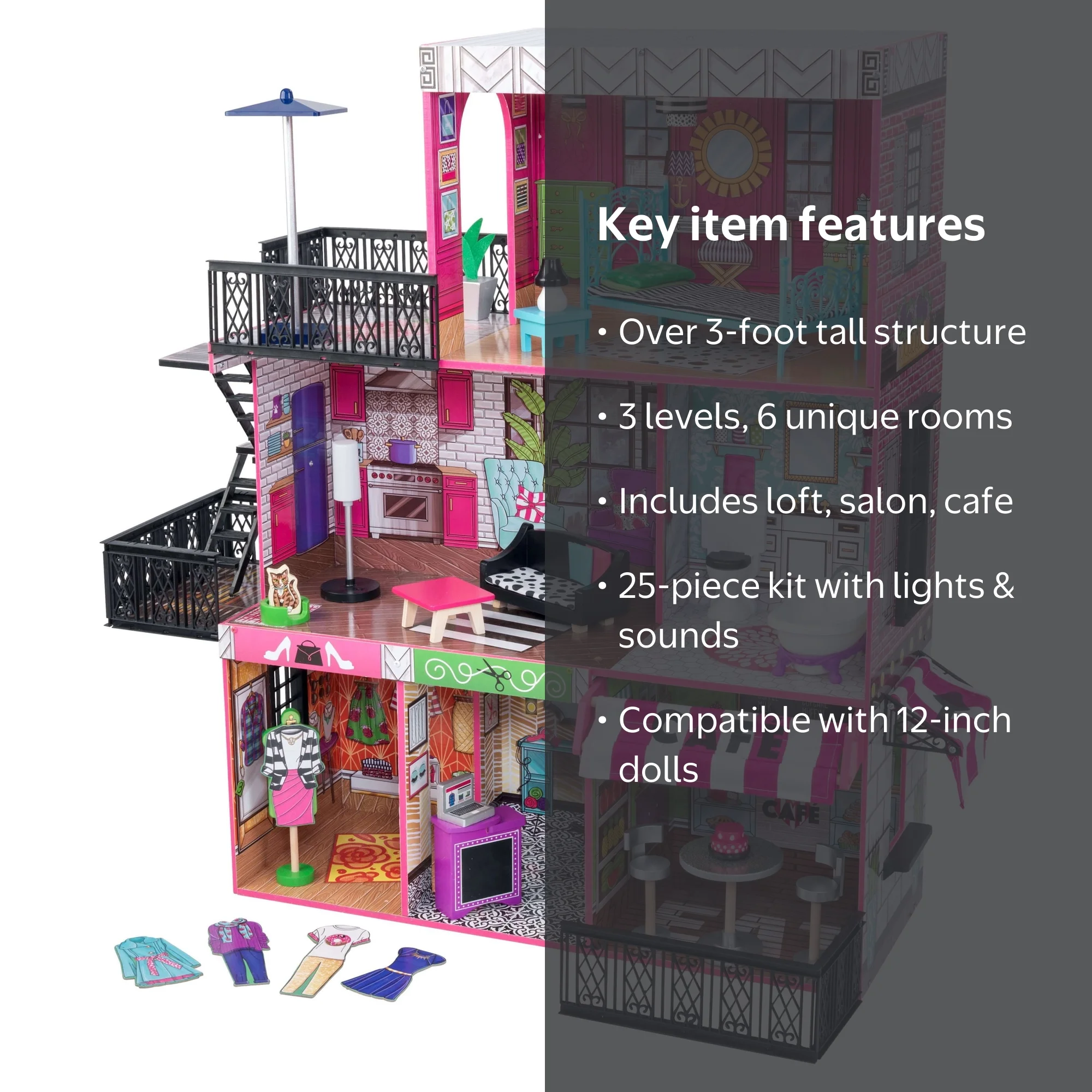 KidKraft Brooklyn Loft Wooden Dollhouse with 25 Accessories
