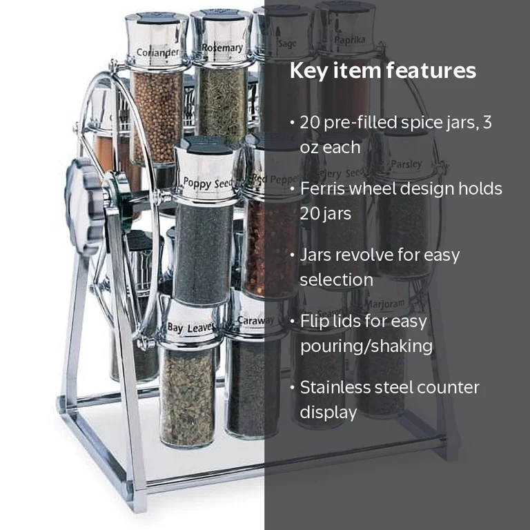 Olde Thompson 25-645C 20-Jar Ferris Wheel Spice Rack, Stainless