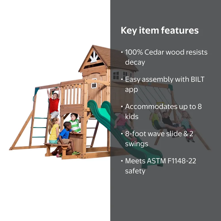 Backyard Discovery, Cedar Wood Swing Set, Montpelier, 8' Wave