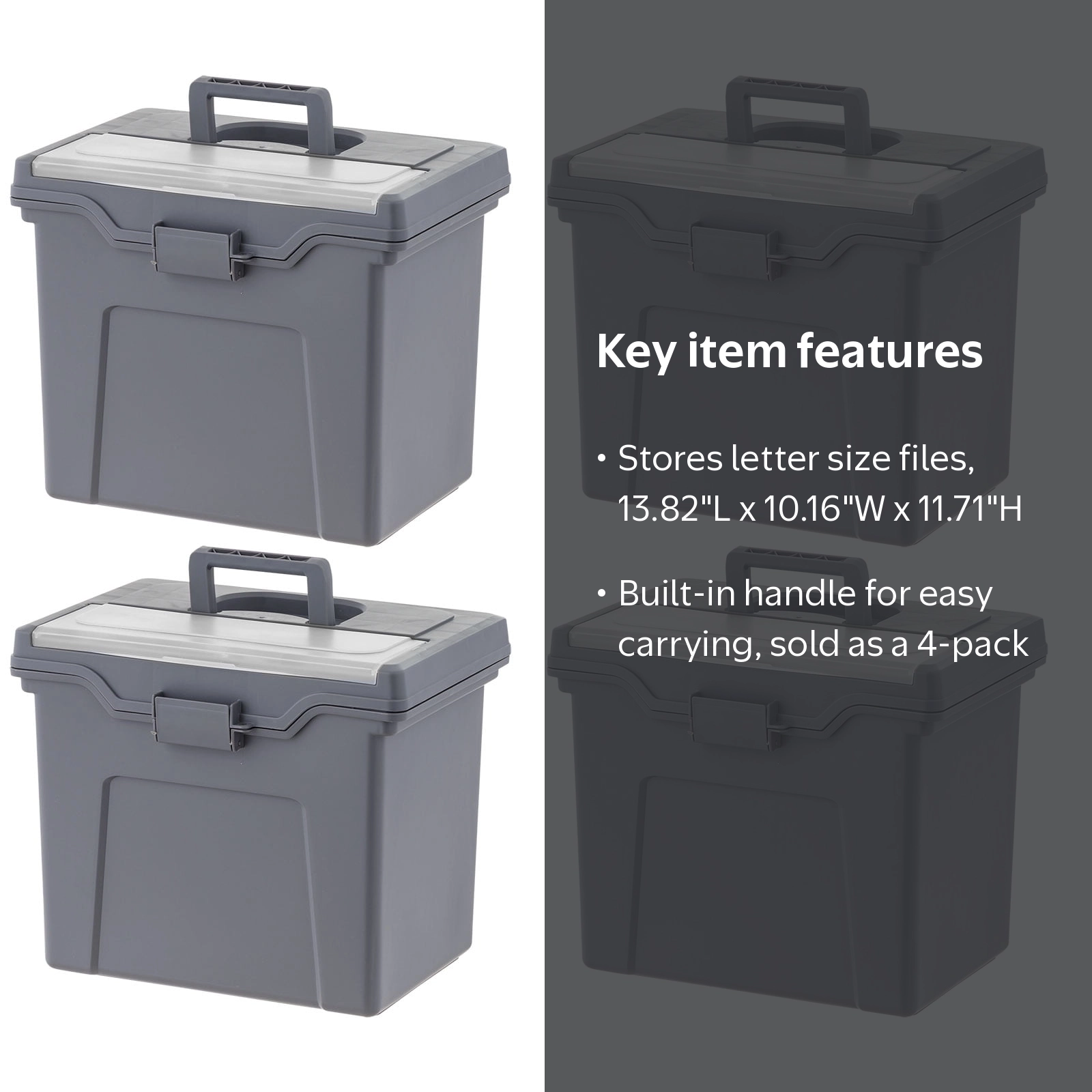 IRIS, Portable Plastic File Box with Organizer Lid, Letter Size