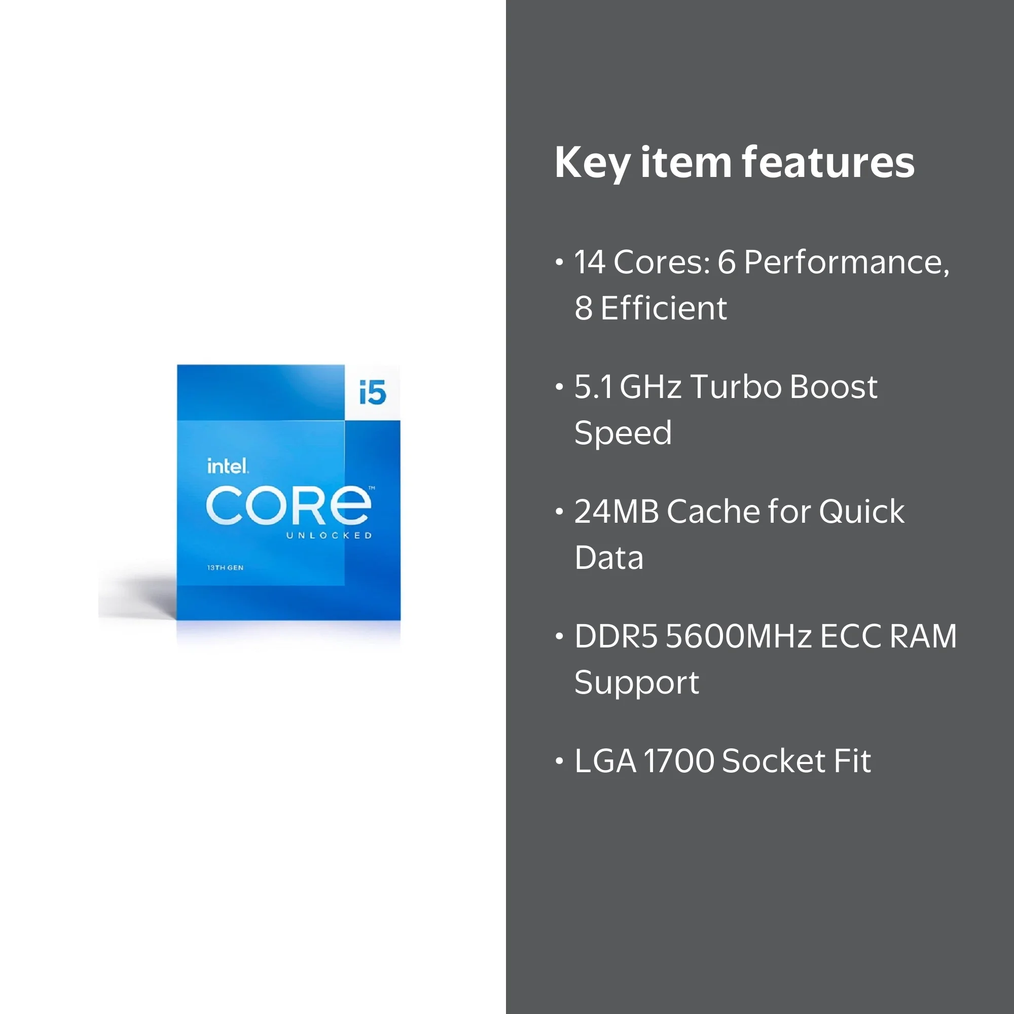 Intel Core i5-13600K Gaming Computer CPU - 3.5 GHz 14-Core LGA