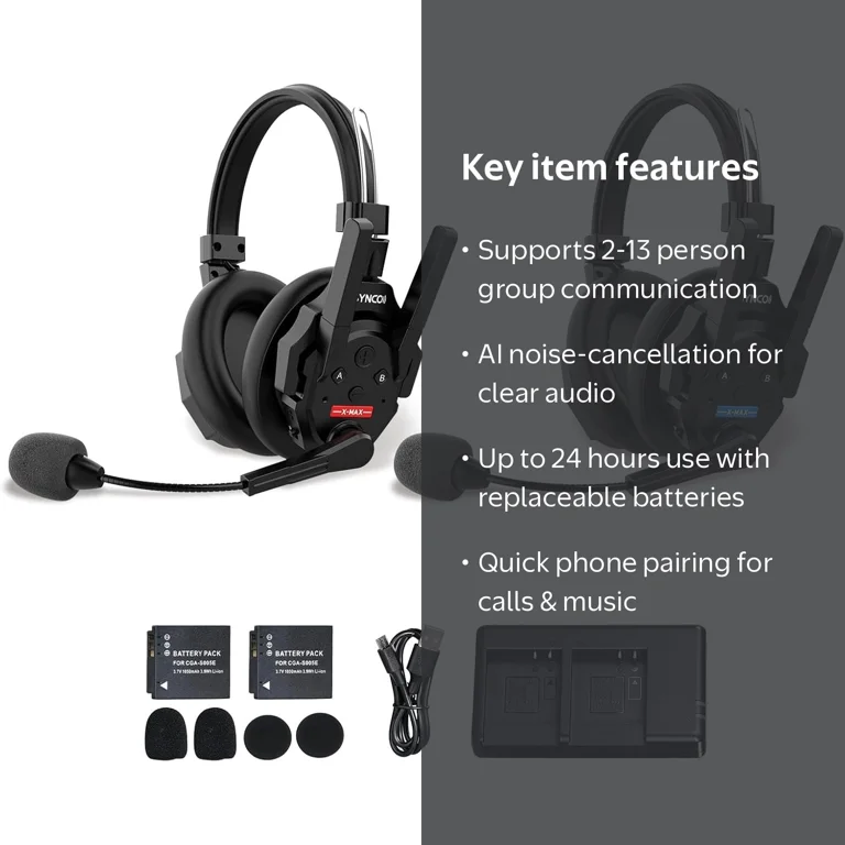 SYNCO XTALK XMAX2 Wireless Intercom Headset System, 2 Person Dual