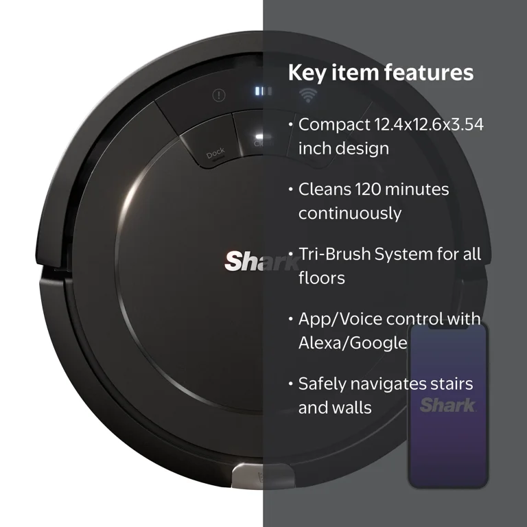 Shark ION Robot Vacuum, Wi-Fi Connected, Tri-Brush System, Clean