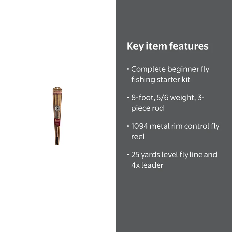 beginner fly fishing rod Trout Stalker - Starter Kit Designed with a moderate action Pflueger Fly Kit, 8' Fishing