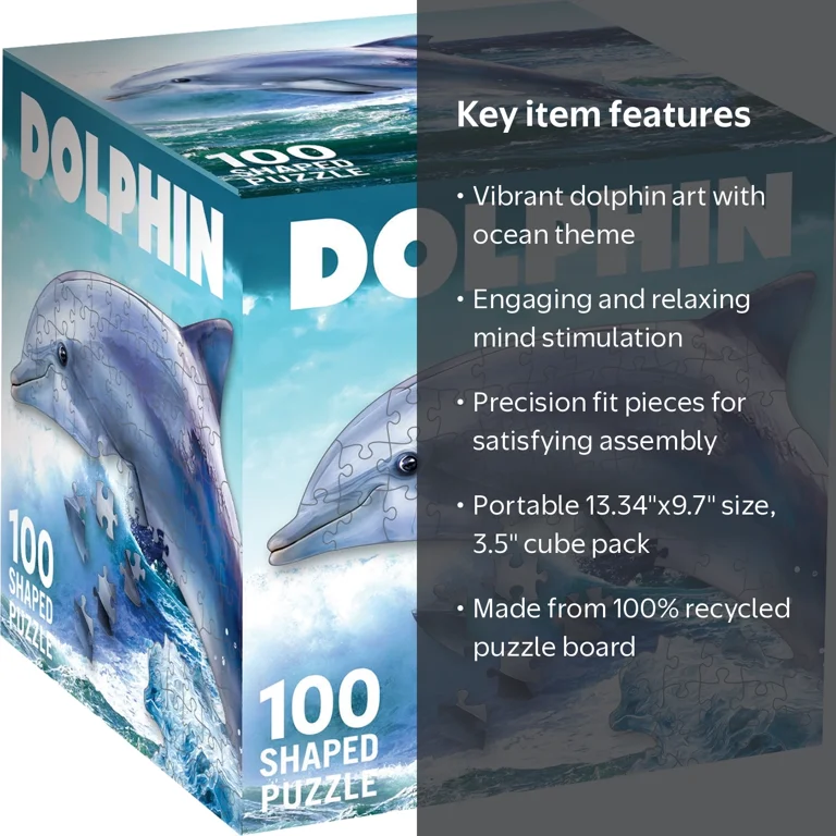 MasterPieces 100 Piece Jigsaw Puzzle - Dolphin - 13.34