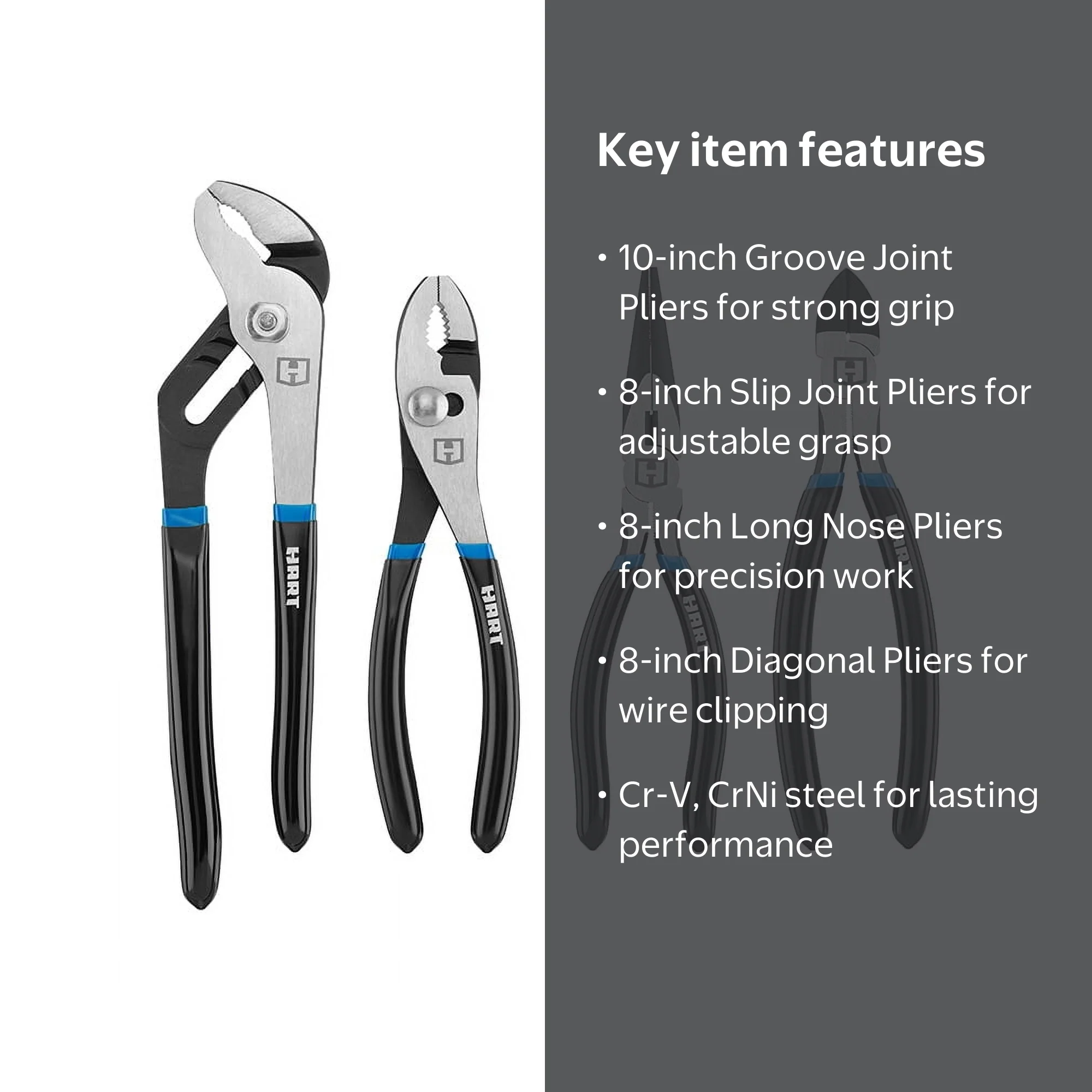 HART 4-Piece Pliers Set - Walmart.com