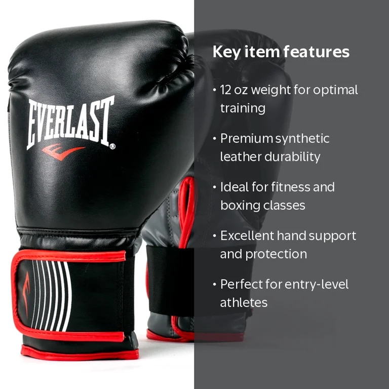 Everlast Core Training Gloves for Boxing, Black, 12 oz - Walmart.com