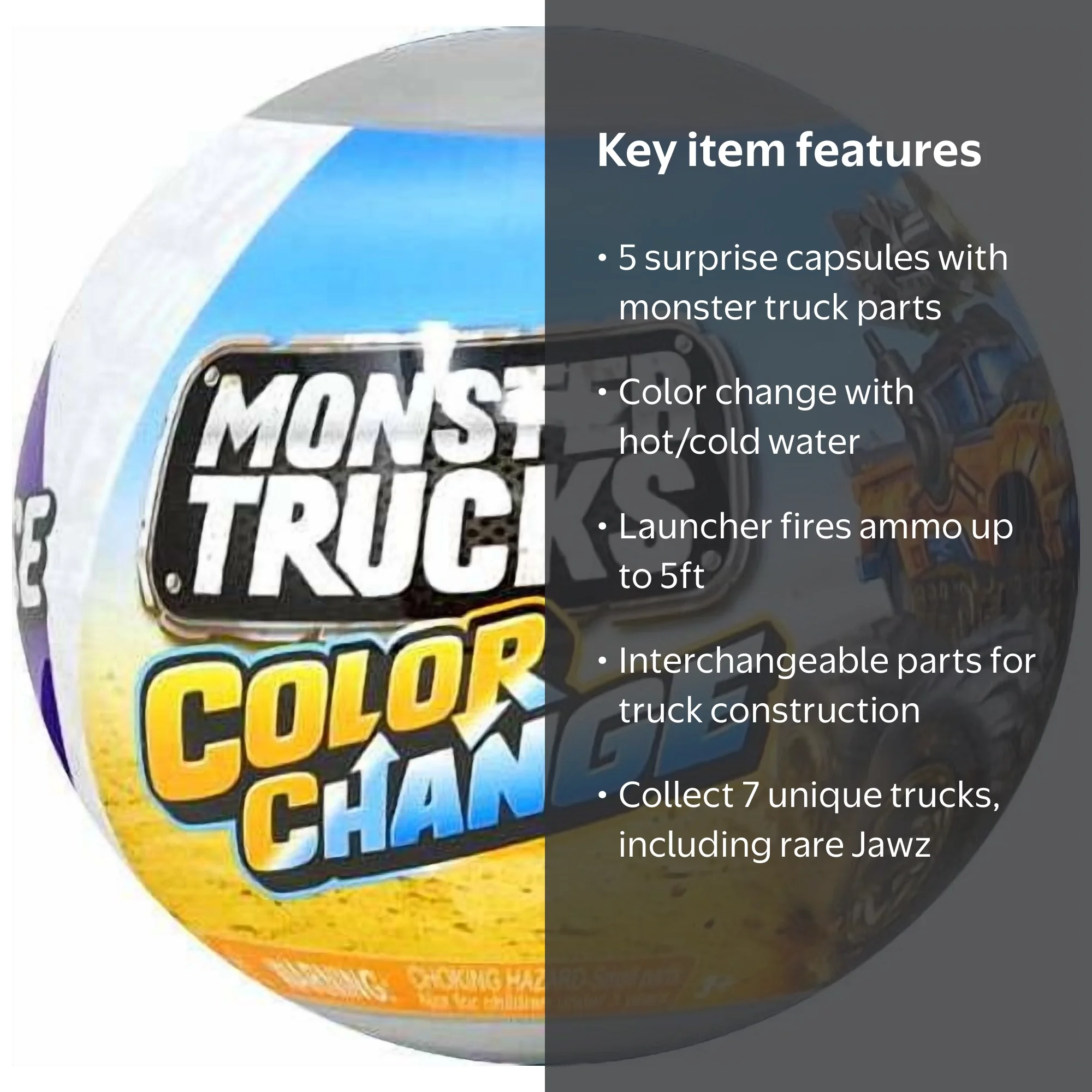 ZURU, 5 Surprise Monster Trucks, Color Change Wave 2 Mystery Pack