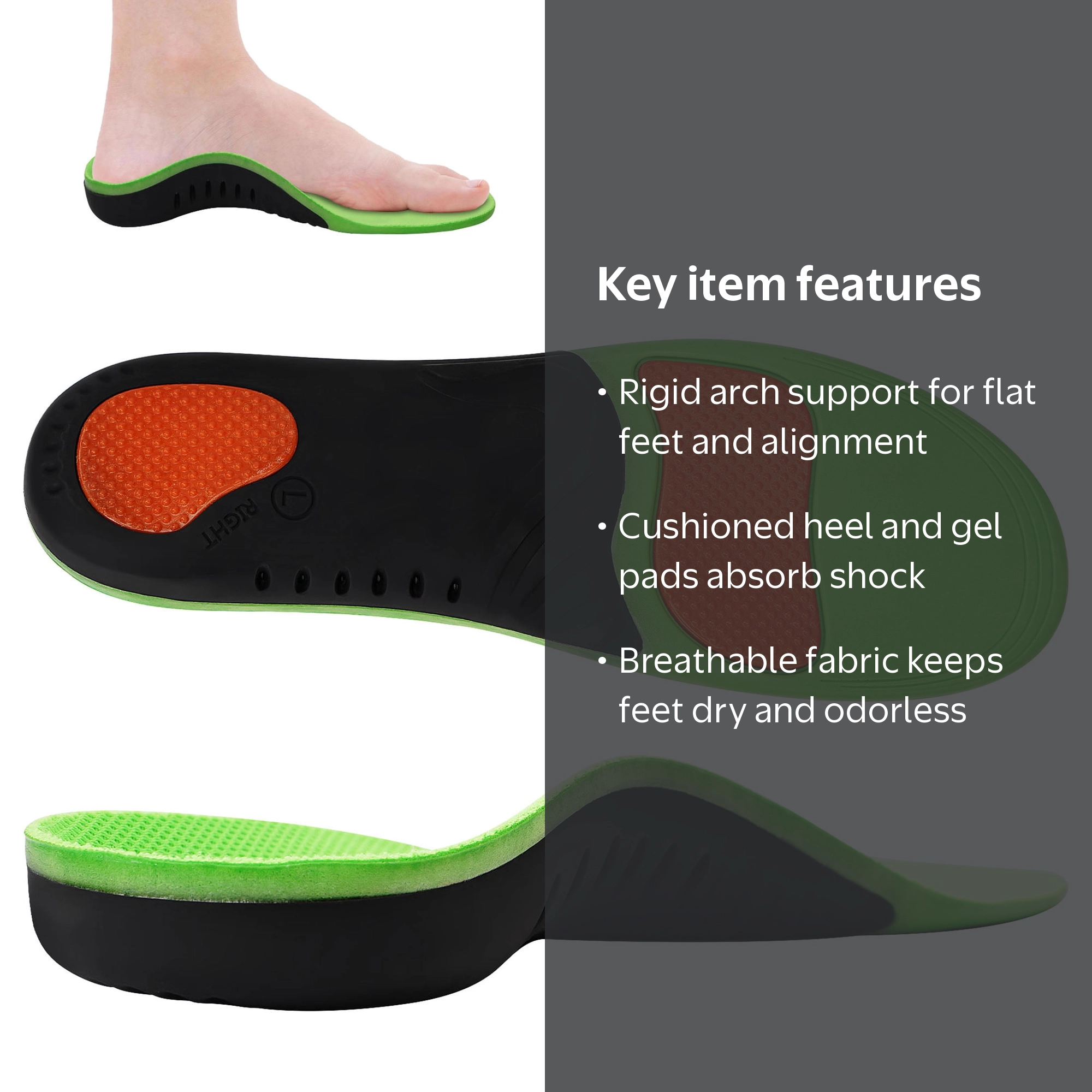 KEKOY Plantar Fasciitis Pain Relief Orthotic Inserts, Flat Feet