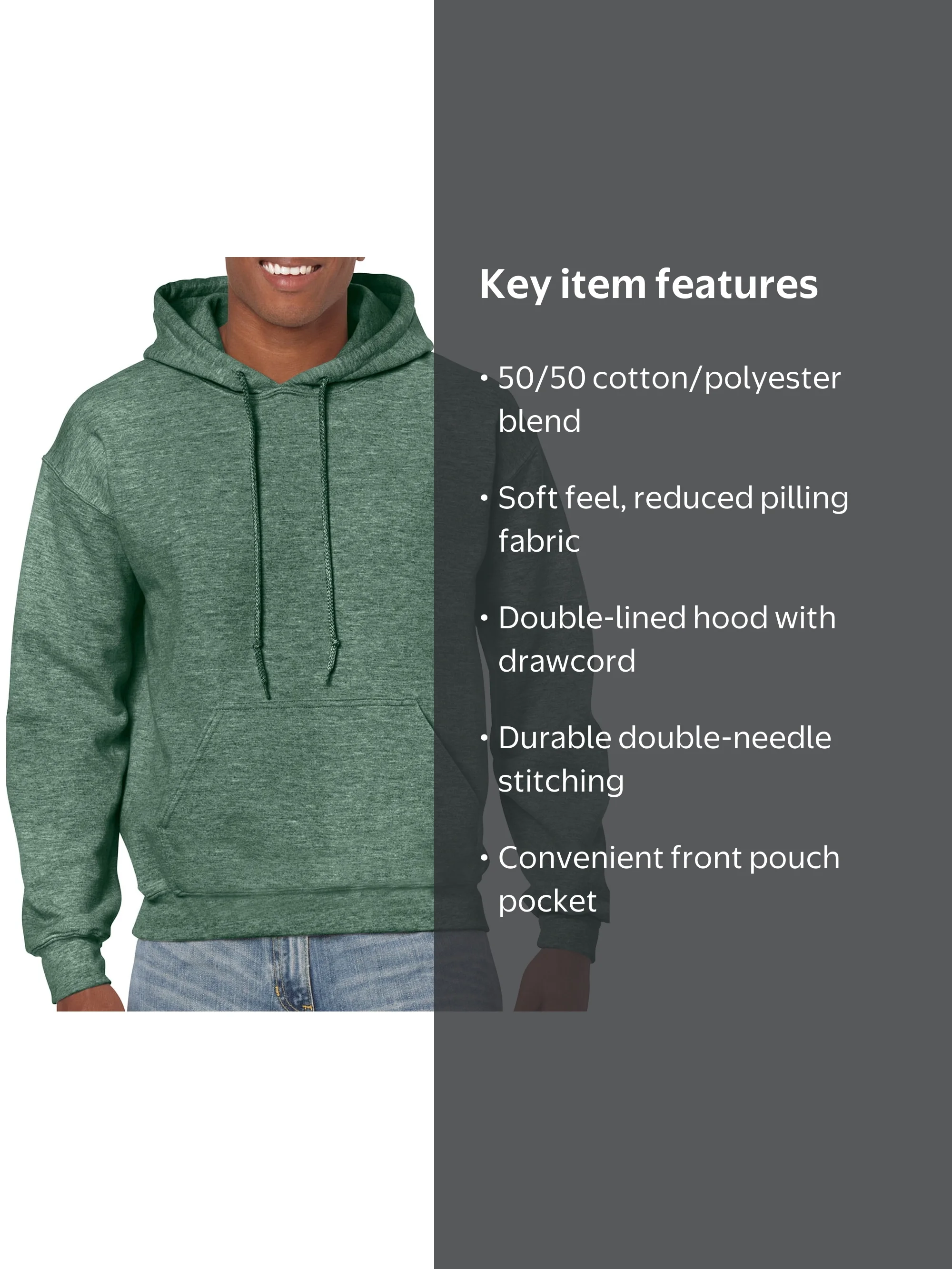 Gildan Mens Heavy Blend Hooded Sweatshirt, M, Heather Sport Dark