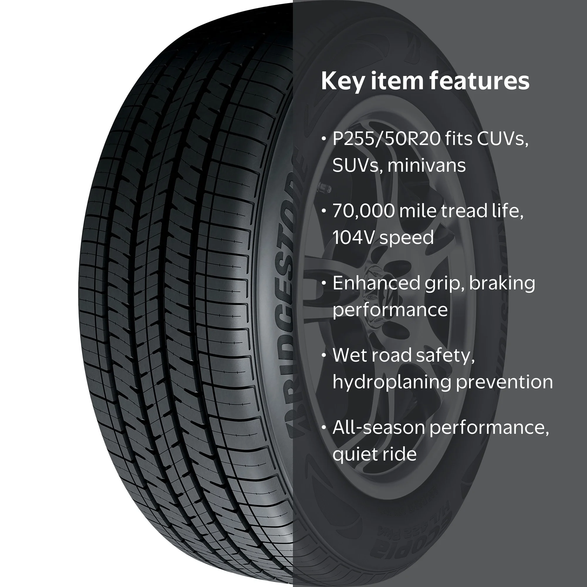 Bridgestone Ecopia H/L 422 Plus All Season Tire, P255/50R20 104V