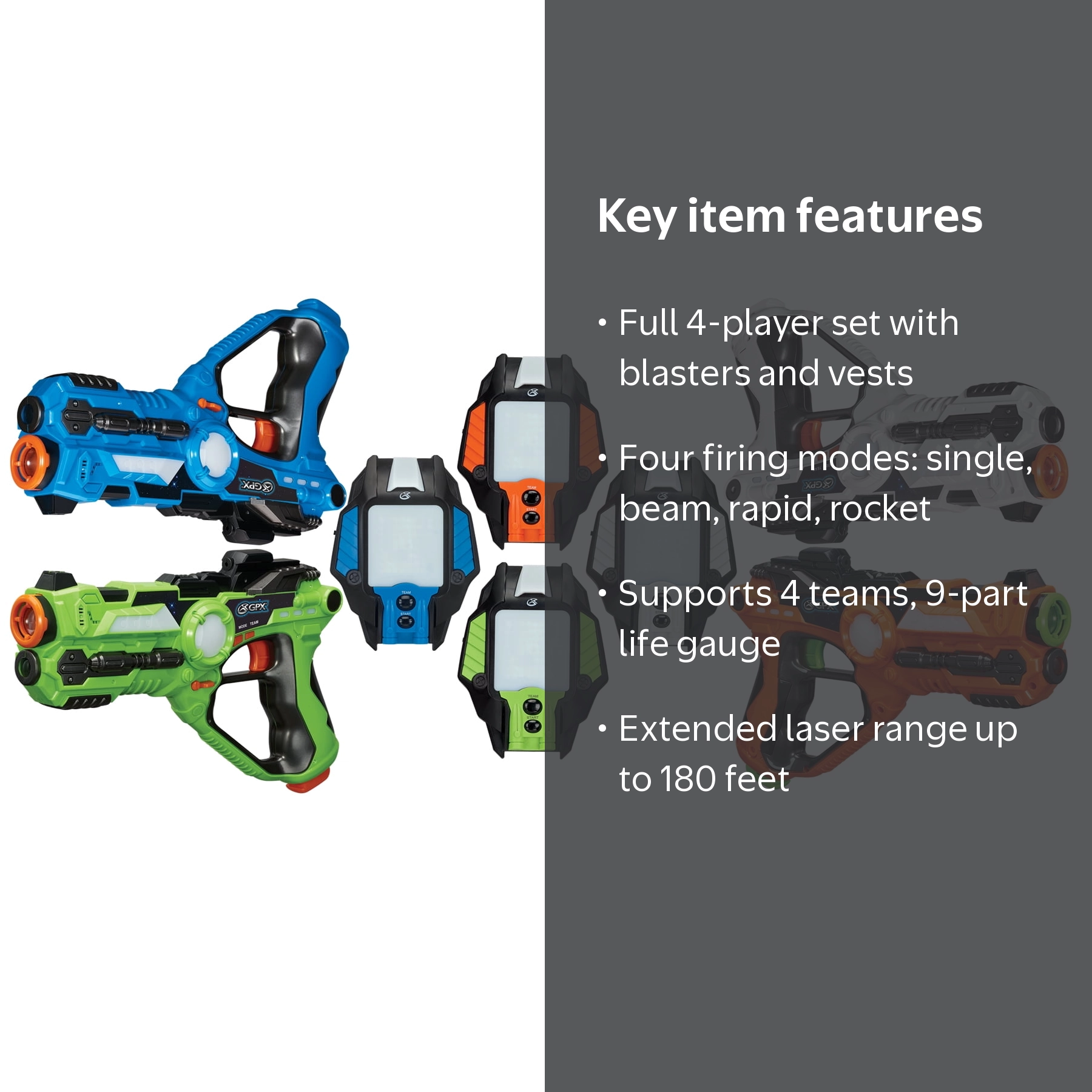 GPX Laser Tag Set of 4 Blasters and 4 Vests - Walmart.com